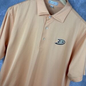 Anaheim Ducks Peter Millar‎ Polo Shirt Men's L Orange Cream Performance NHL